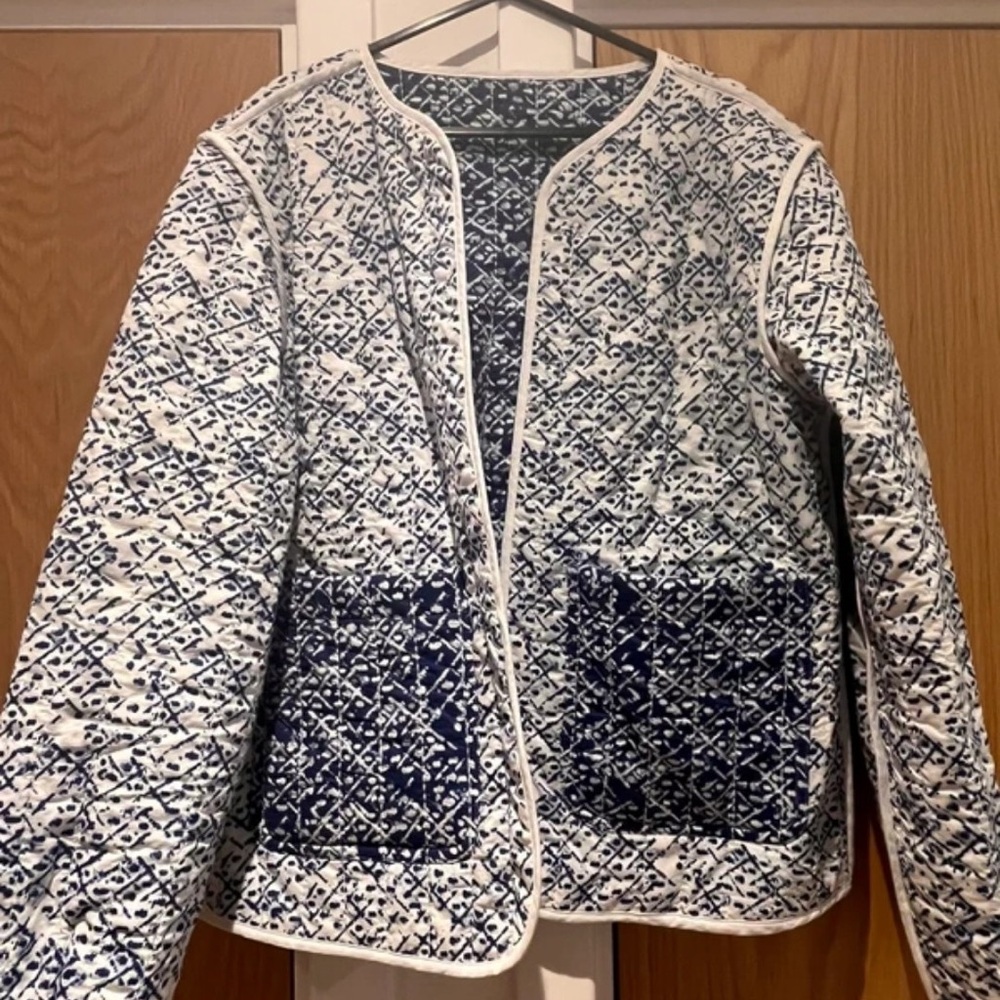 Per Una Blue and White Patterned Utility Jacket